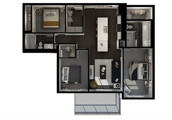 Calgary 3 bedrooms Condo Unit for rent. Property photo: 392403-3