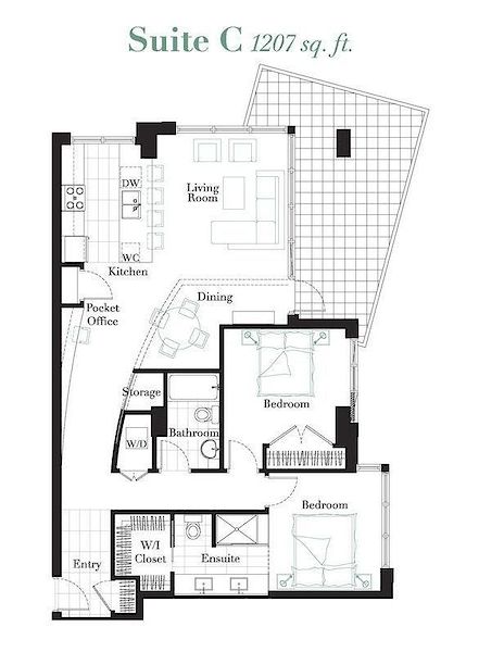 Floor+plan Calgary 2 bedrooms Condo Unit for rent. Property photo: 80484-2